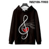 Unisex Hip Hop Print Music Note 3d Hoodies Sweatshirt