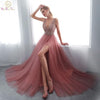 High Split Tulle Sleeveless Evening Gown