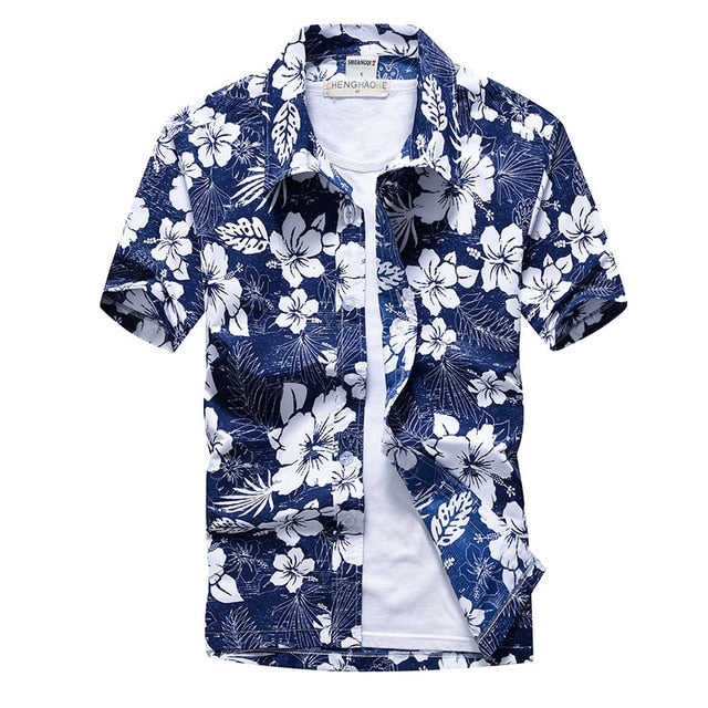 Palm Tree Printed Hawaiian Beach Shirt for Men\