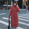 Women&#39;s Jacket X-long Hooded Cotton Padded Female Coat