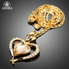 Gift of Love Long Link Golden Chain Austrian Crystal Heart Pendant Necklace