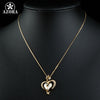 Gift of Love Long Link Golden Chain Austrian Crystal Heart Pendant Necklace