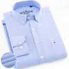 Men&#39;s Long Sleeve Oxford Plaid Striped Casual Shirt