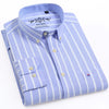 Men&#39;s Long Sleeve Oxford Plaid Striped Casual Shirt