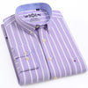 Men&#39;s Long Sleeve Oxford Plaid Striped Casual Shirt