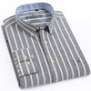 Men&#39;s Long Sleeve Oxford Plaid Striped Casual Shirt