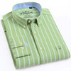 Men&#39;s Long Sleeve Oxford Plaid Striped Casual Shirt