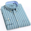 Men&#39;s Long Sleeve Oxford Plaid Striped Casual Shirt