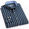 Men&#39;s Long Sleeve Oxford Plaid Striped Casual Shirt