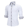 New Arrivals British Style Solid Slim Fit Male Shirt