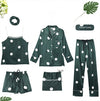 Stain Faux Silk 7 Pieces Pajamas Sets Sleepwear