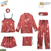 Stain Faux Silk 7 Pieces Pajamas Sets Sleepwear