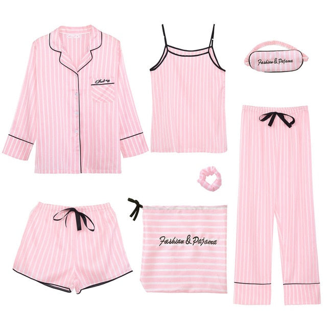 Women's 7 Pieces Pajamas Sets Sleepwear