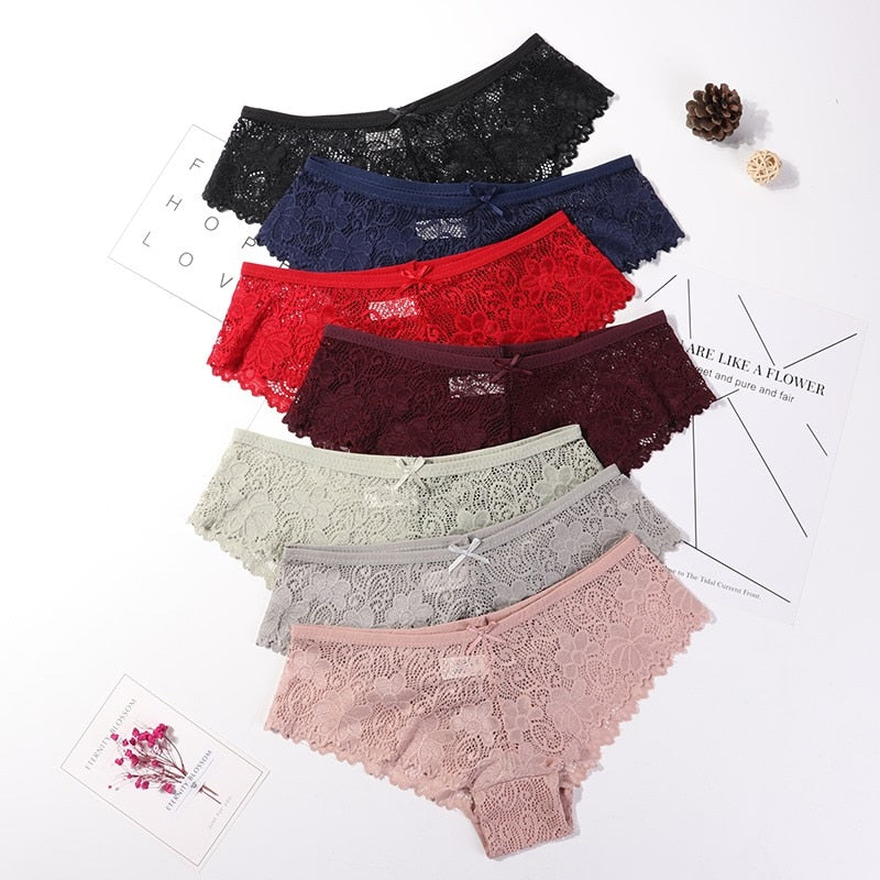 3 Pcs Underwear Sexy Lace Breathable Soft Panties for Woman
