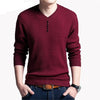 Men Casual V-Neck Pullover Slim Fit Long Sleeve Sweaters