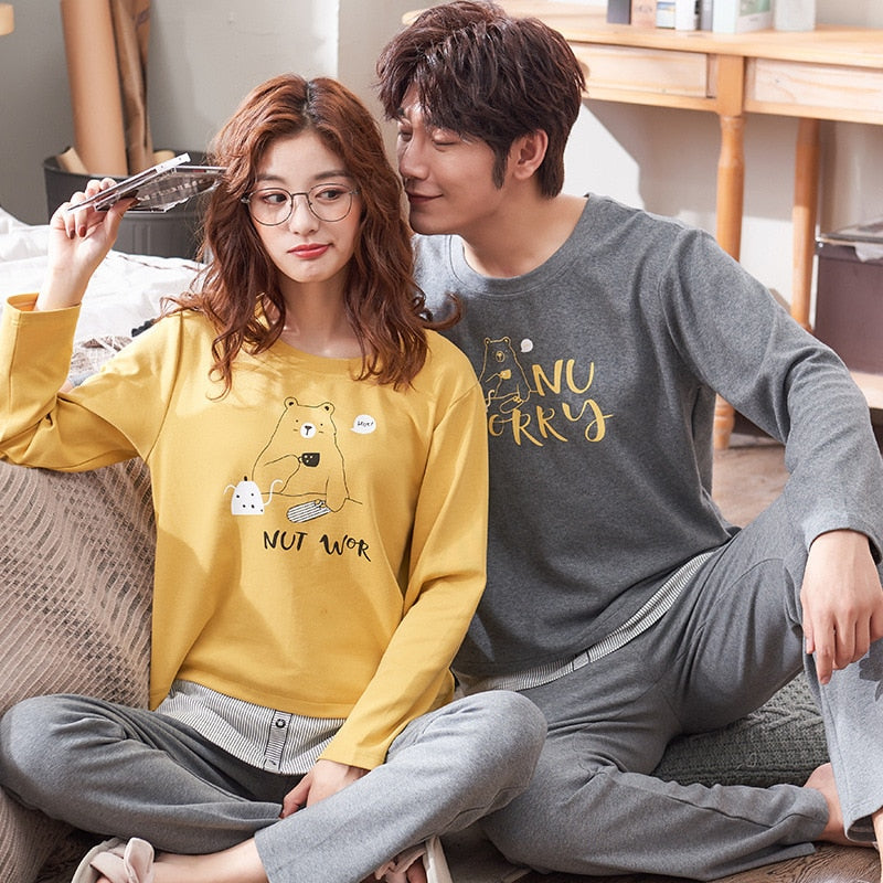 Couple 's Pajamas Autumn Cotton Long-Sleeved nightdress