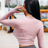 Womens Fitness Sports Solid Thumb Buckle Tight Crop Tops