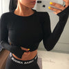 Womens Fitness Sports Solid Thumb Buckle Tight Crop Tops