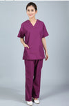 New premium Women&#39;s V neck  Nurse Uniform SET Hospital Medical Scrub Set Clothes Short Sleeve Surgical Scrubs - Blindly Shop