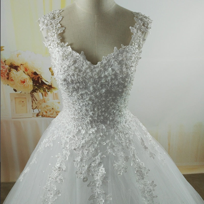 Spaghetti Straps White Ivory Tulle Wedding Dress & Ball Gowns