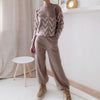 Women Crewneck Long Sleeve Knitted Sweater, Suite set  - Two Piece