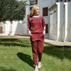 Woman Knit Casual Crewneck Sweater Suits Two Piece Set