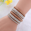 NEW  Fashion Rhinestone Leather Wrap Bracelet. - Blindly Shop