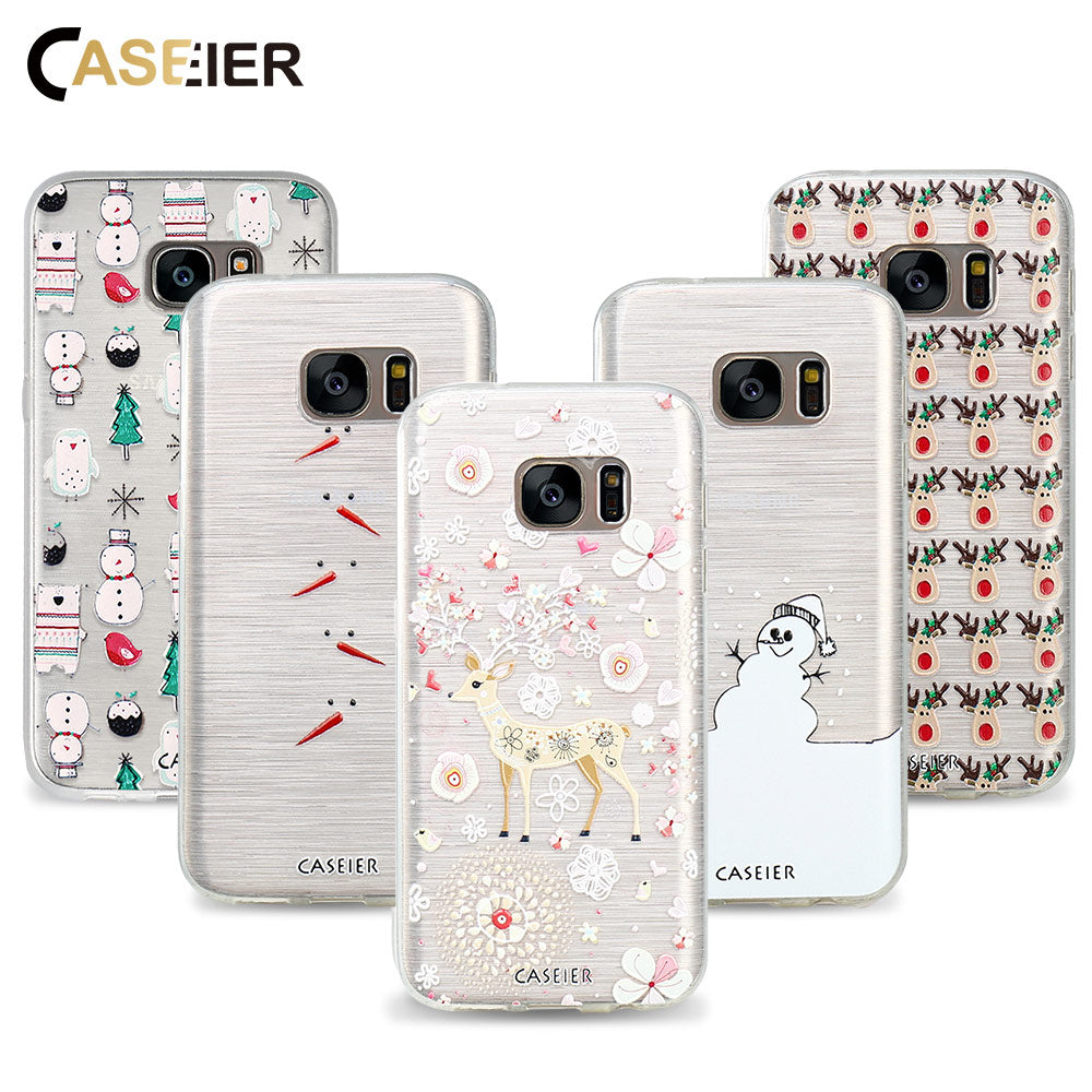 Christmas Winter Cute Snowman Phone Case For Samsung Galaxy S6 S7 Edge S8 Plus Note 8 - Blindly Shop