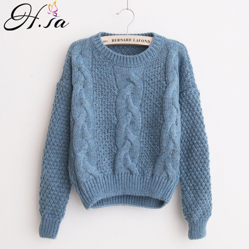 Women Sweaters Warm Pullover and Jumpers Crew neck Autumn Knitted Sweaters - Blindly Shop