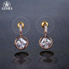 Rose Gold Color Drop Clear Zirconia Earrings