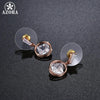 Rose Gold Color Drop Clear Zirconia Earrings