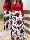 Women Dress - Short Sleeves O Neck Floral Printed Draped Long Dress - Blindly Shop