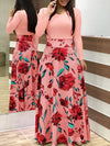 Women Dress - Short Sleeves O Neck Floral Printed Draped Long Dress - Blindly Shop