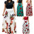 Women Dress - Short Sleeves O Neck Floral Printed Draped Long Dress - Blindly Shop