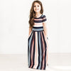 Striped Beach Strap Clothes Long Dress for Girl