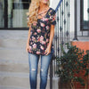 Casual Cross V-Neck floral designer Tops Tees for Female - Blindly Shop