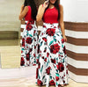 Women Dress - Short Sleeves O Neck Floral Printed Draped Long Dress - Blindly Shop