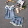 Satin Pajamas With Shorts 4-Piece Sleepwear Suits