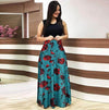 Women Dress - Short Sleeves O Neck Floral Printed Draped Long Dress - Blindly Shop